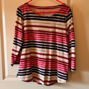 LANDS END 3/4-sleeve striped shirt